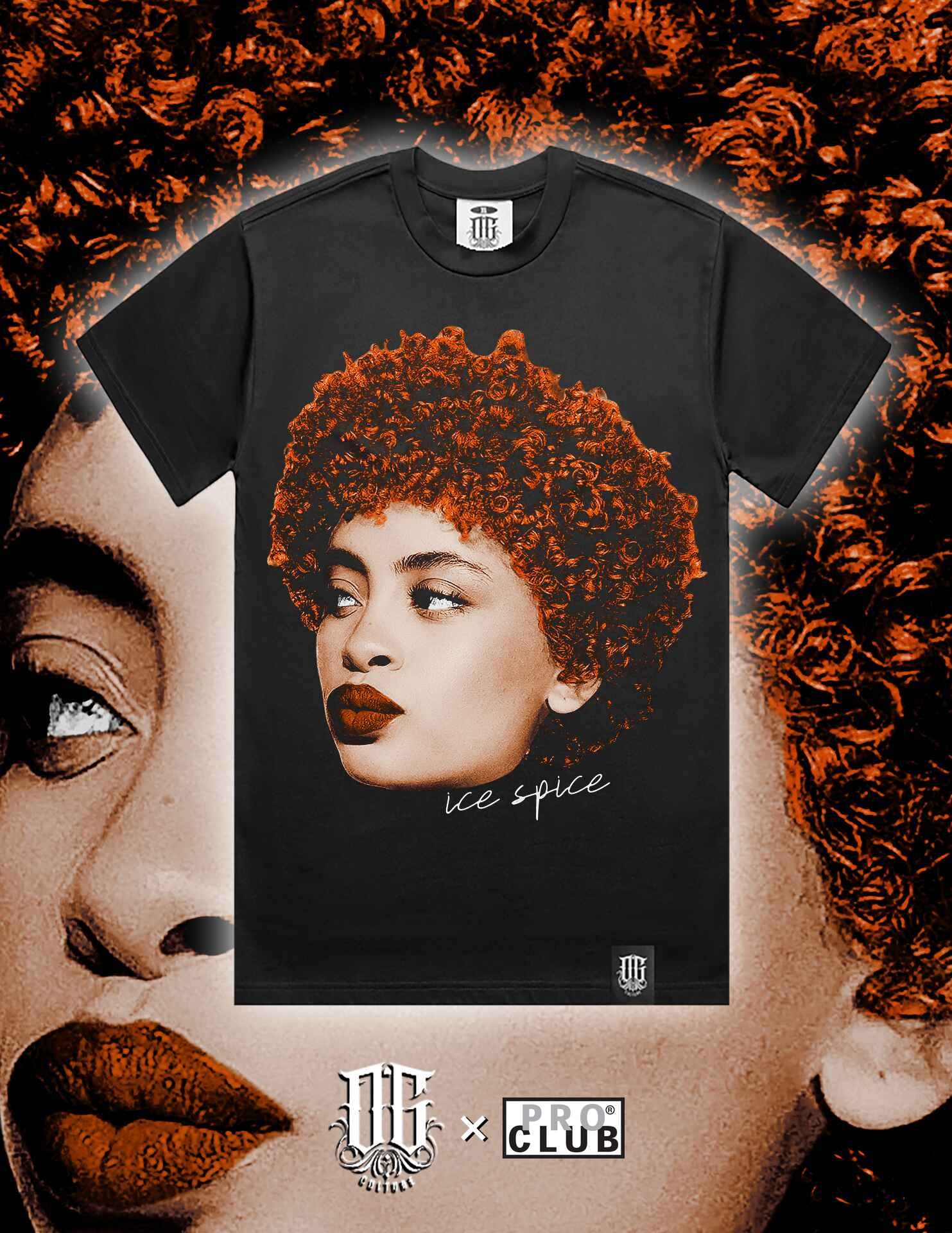 OG Culture X Pro Club Digital Printed Heavyweight Tee - Ice Spice Portrait