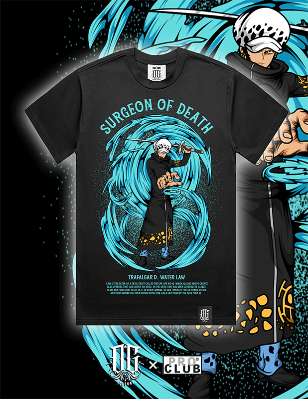 OG Culture X Pro Club Digital Printed Heavyweight Tee - One Piece Trafalgar Law