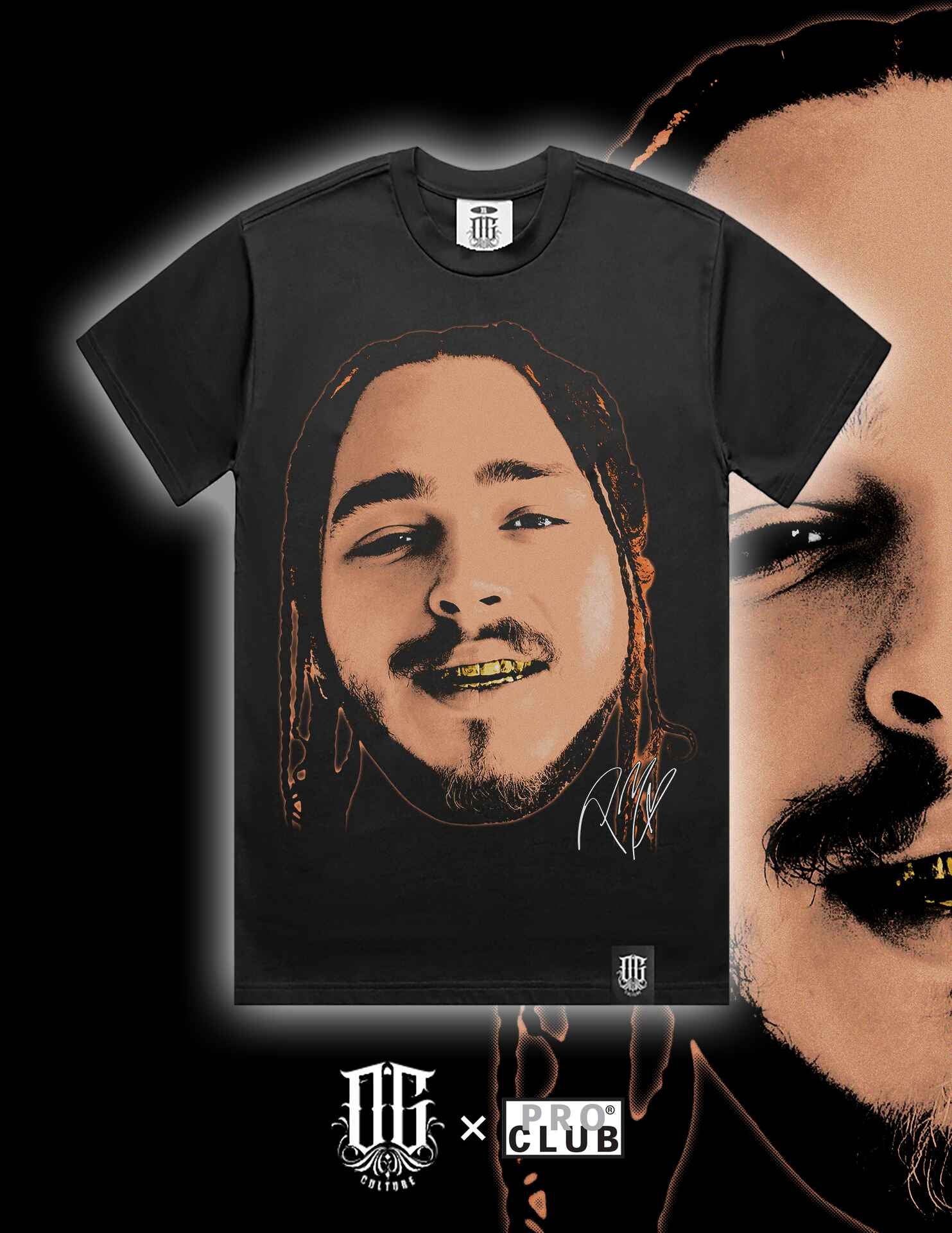 OG Culture X Pro Club Heavyweight Tee - Post Malone Portrait