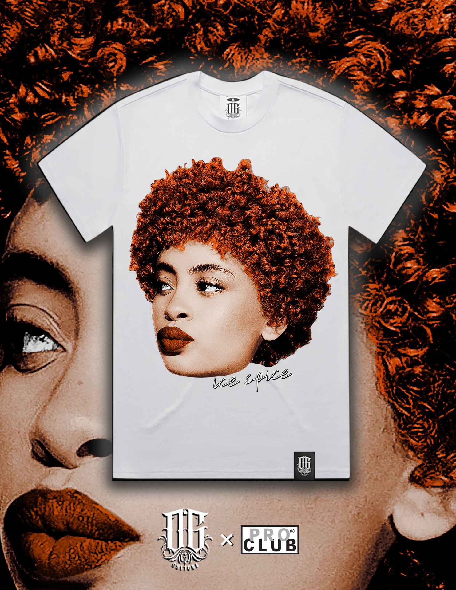 OG Culture X Pro Club Digital Printed Heavyweight Tee - Ice Spice Portrait