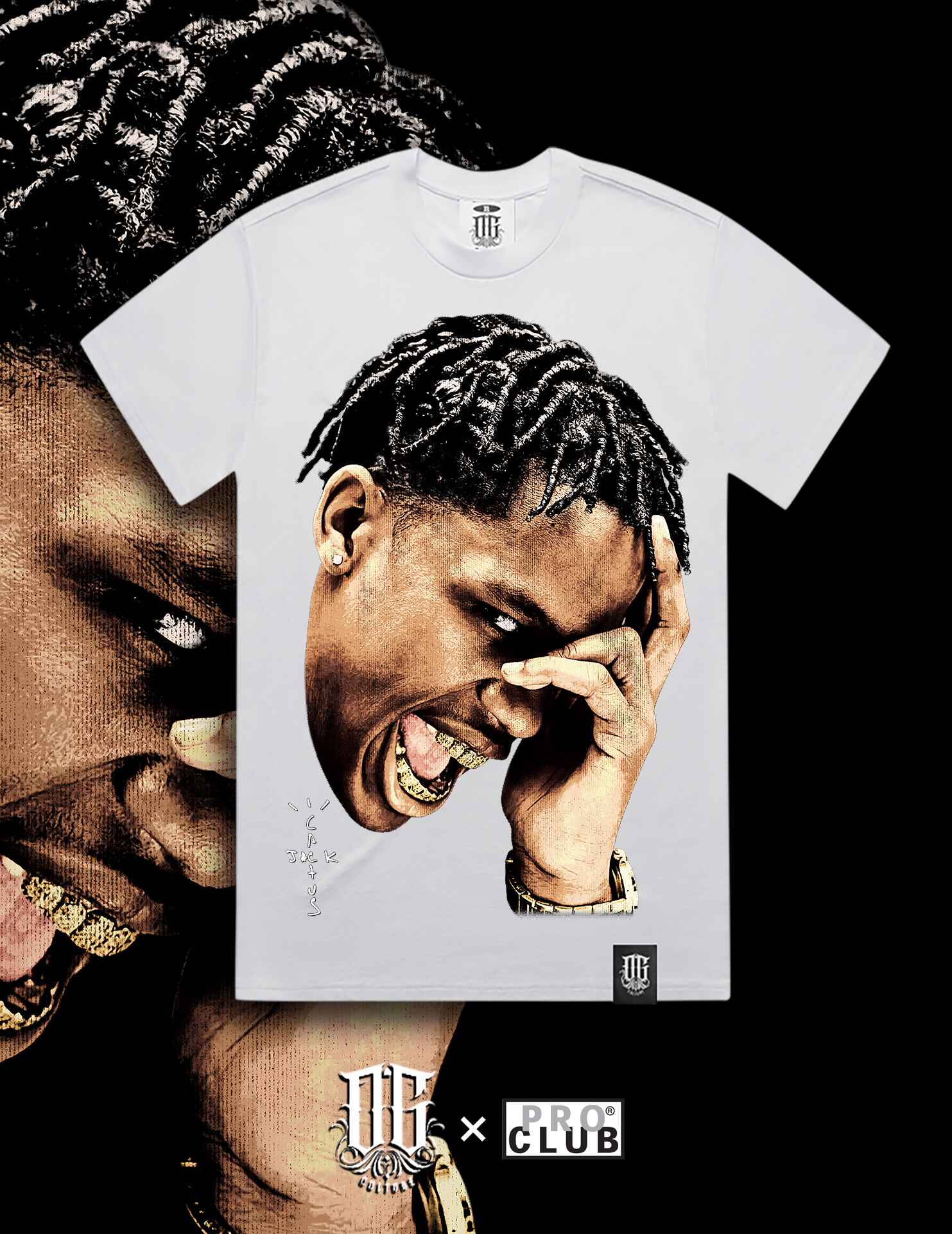 OG Culture X Pro Club Digital Printed Heavyweight Tee - Travis Scott Portrait