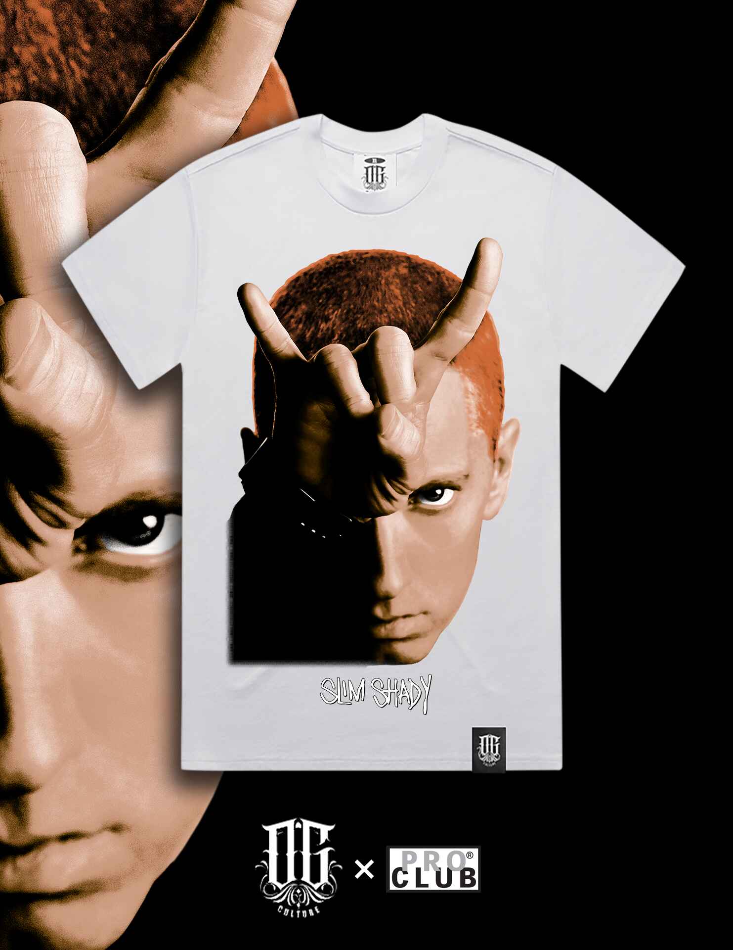 OG Culture X Pro Club Heavyweight Tee - Eminem Portrait