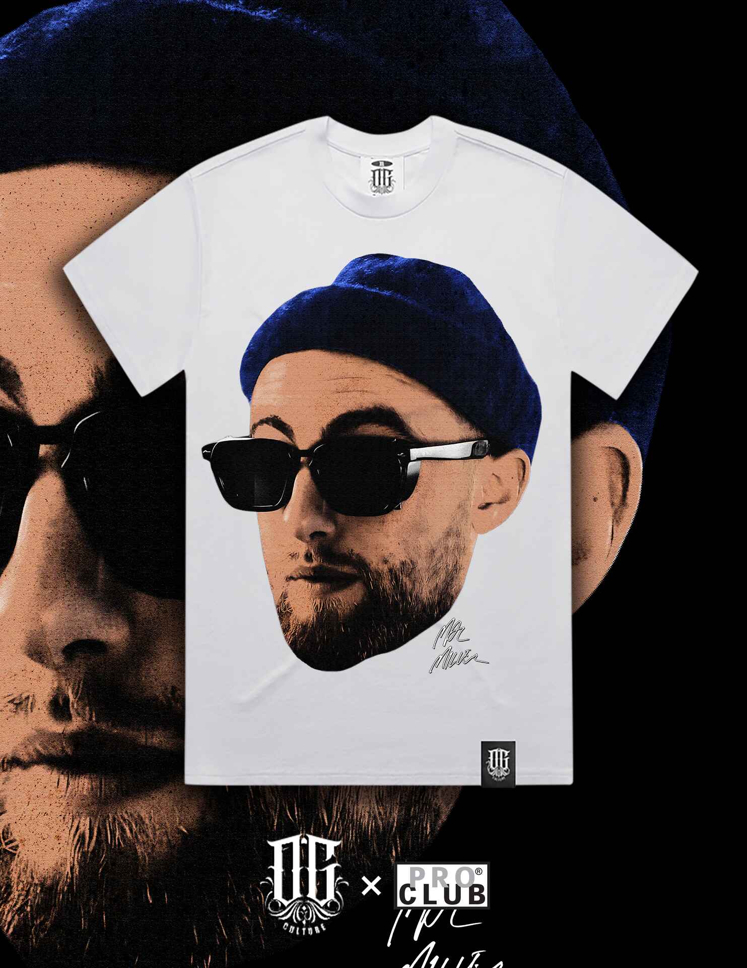 OG Culture X Pro Club Digital Printed Heavyweight Tee - Mac Miller Portrait