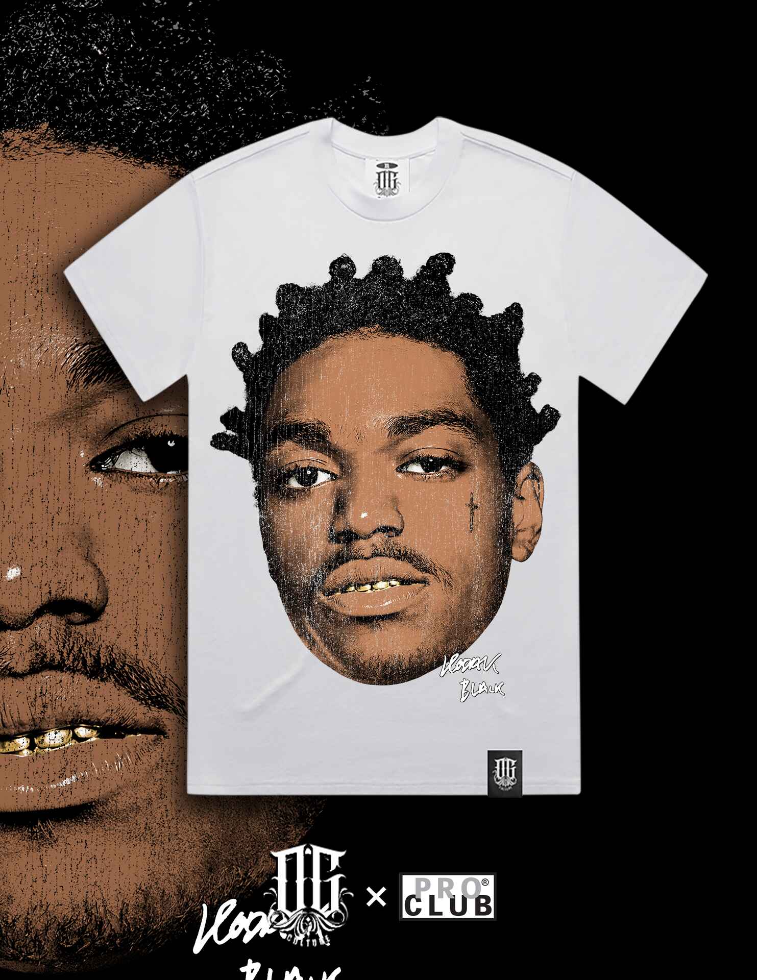 OG Culture X Pro Club Digital Printed Heavyweight Tee - Kodak Black Portrait