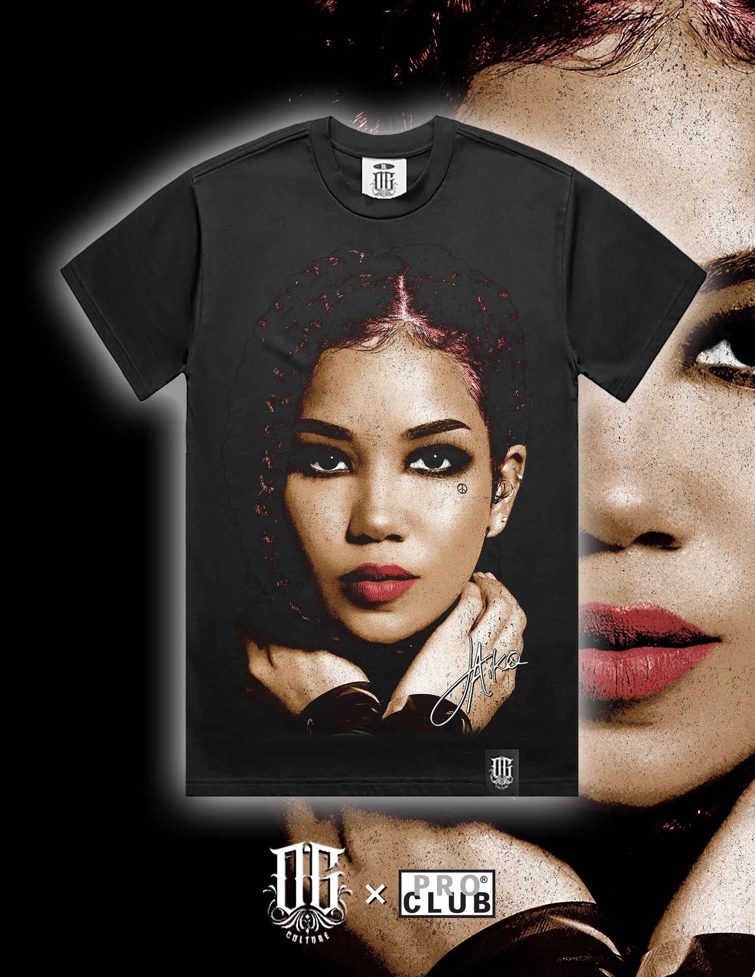 OG Culture X Pro Club Digital Printed Heavyweight Tee - Jhene Aiko Portrait