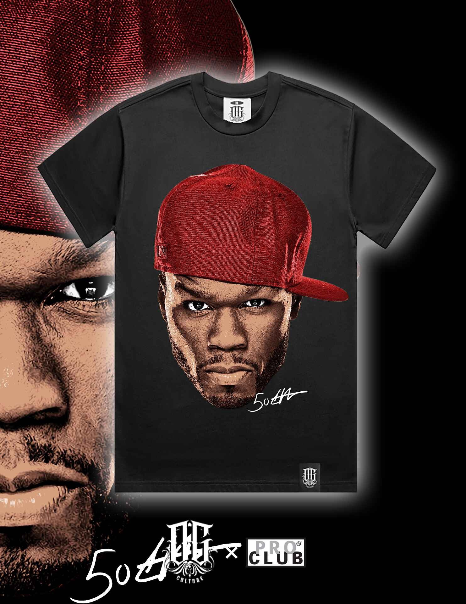 OG Culture X Pro Club Digital Printed Heavyweight Tee - 50 Cent Portrait