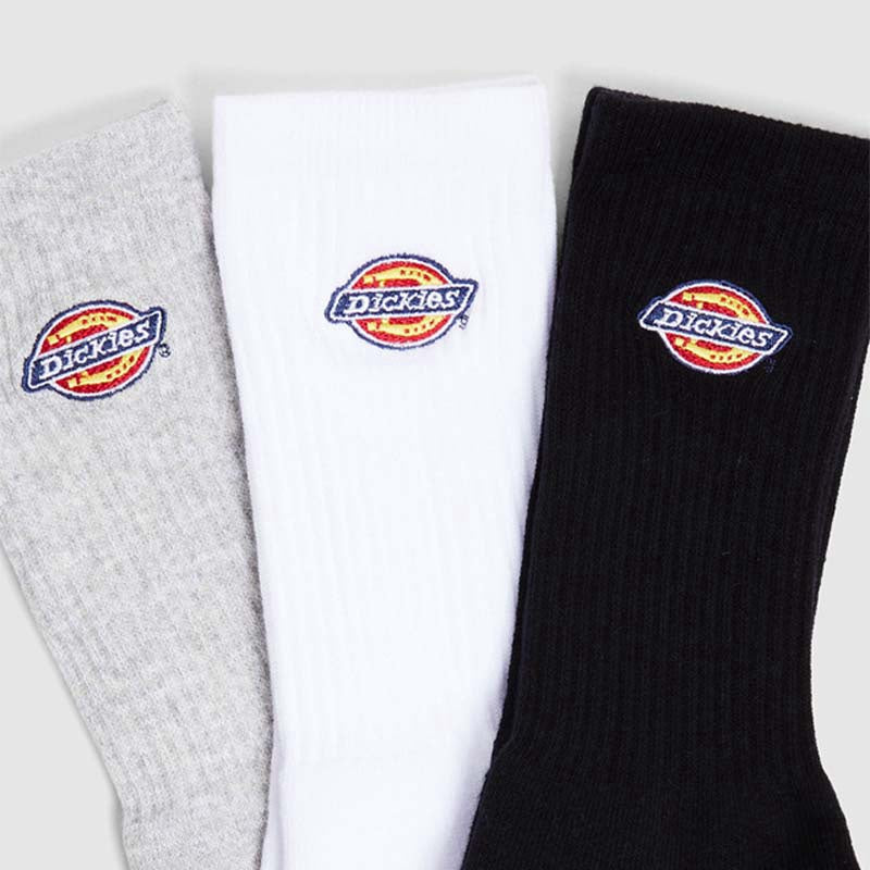 Dickies Rockwood 3 Pack Socks Black/White/Gray - Size 6-12
