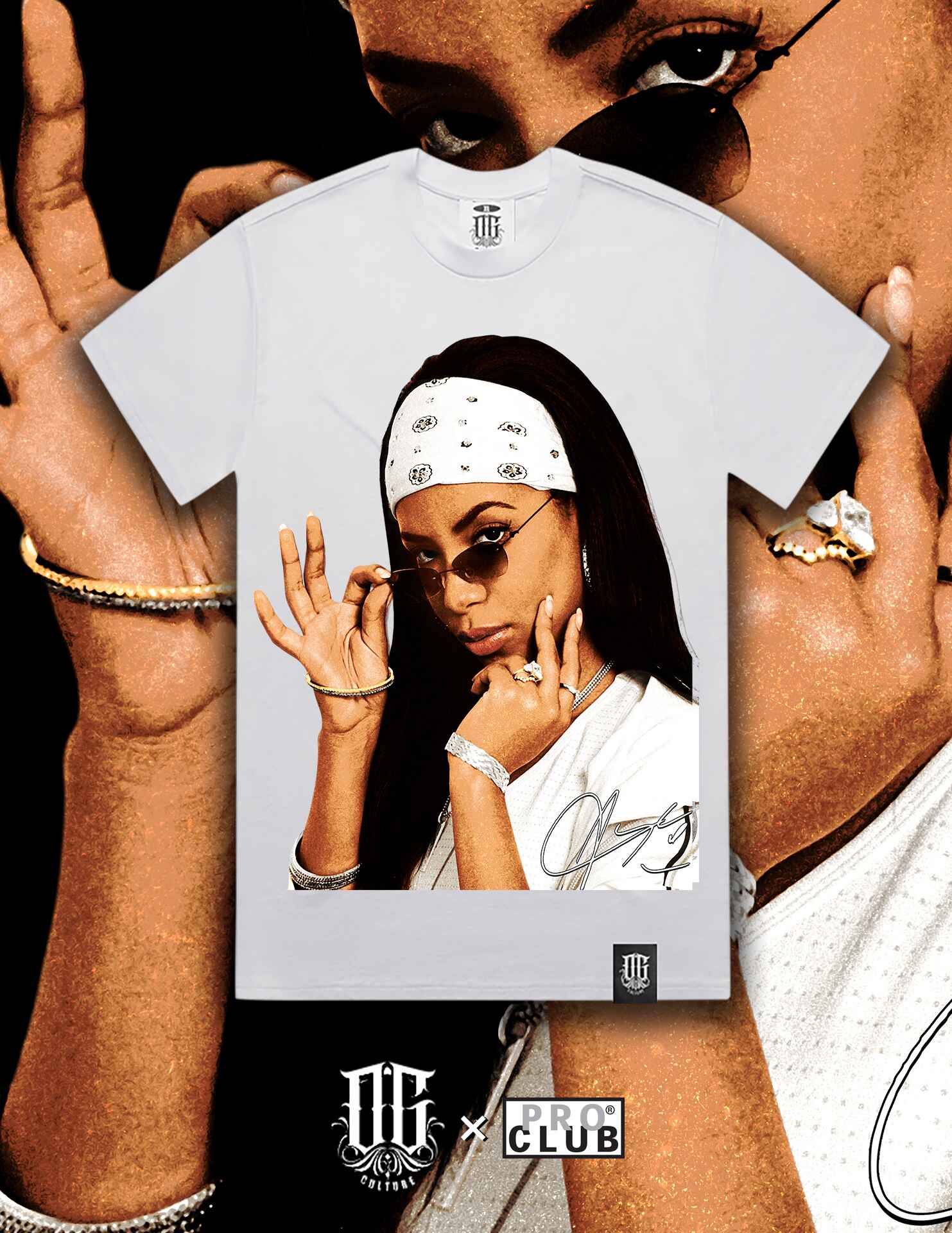 OG Culture X Pro Club Digital Printed Heavyweight Tee - Aalyah Portrait