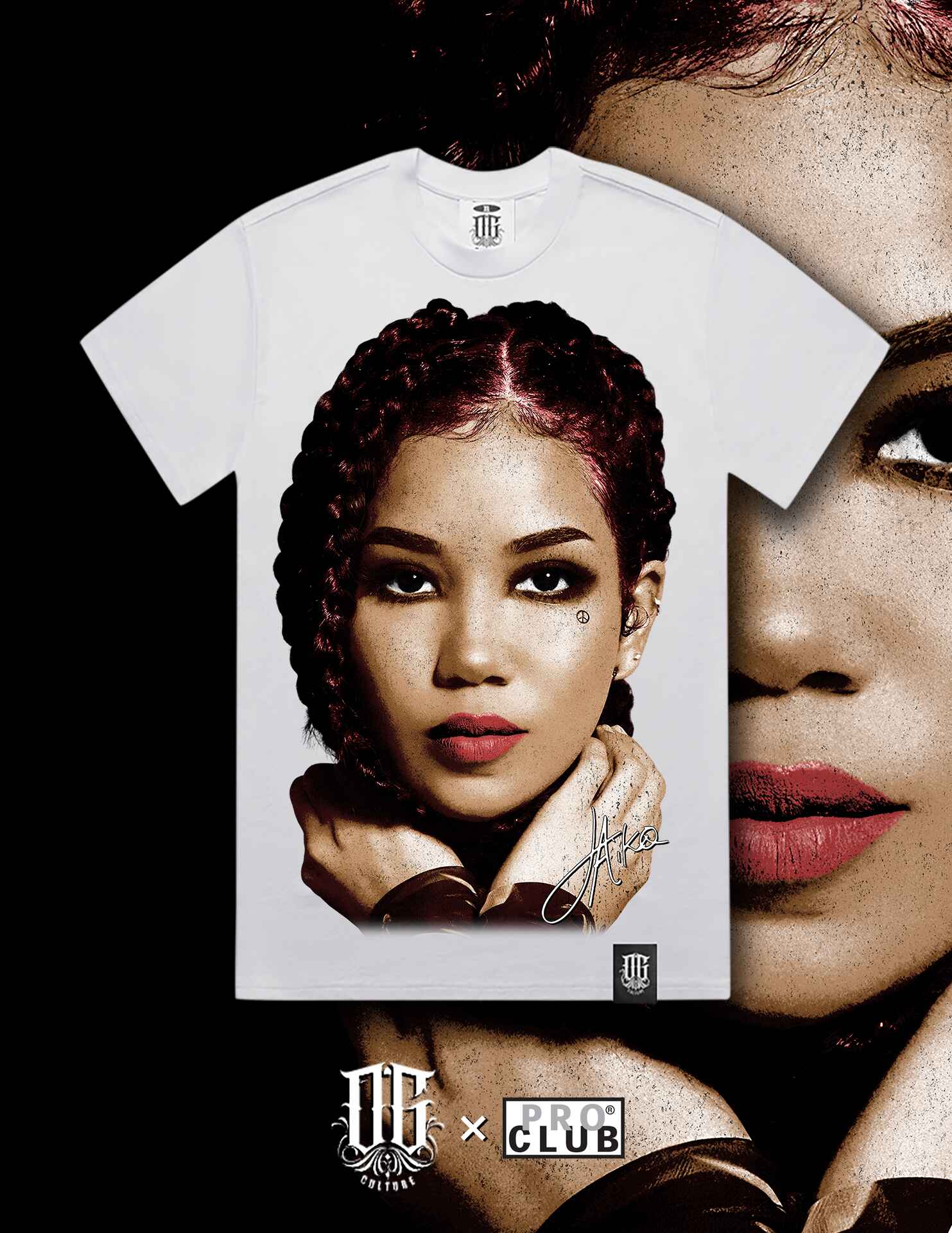 OG Culture X Pro Club Digital Printed Heavyweight Tee - Jhene Aiko Portrait