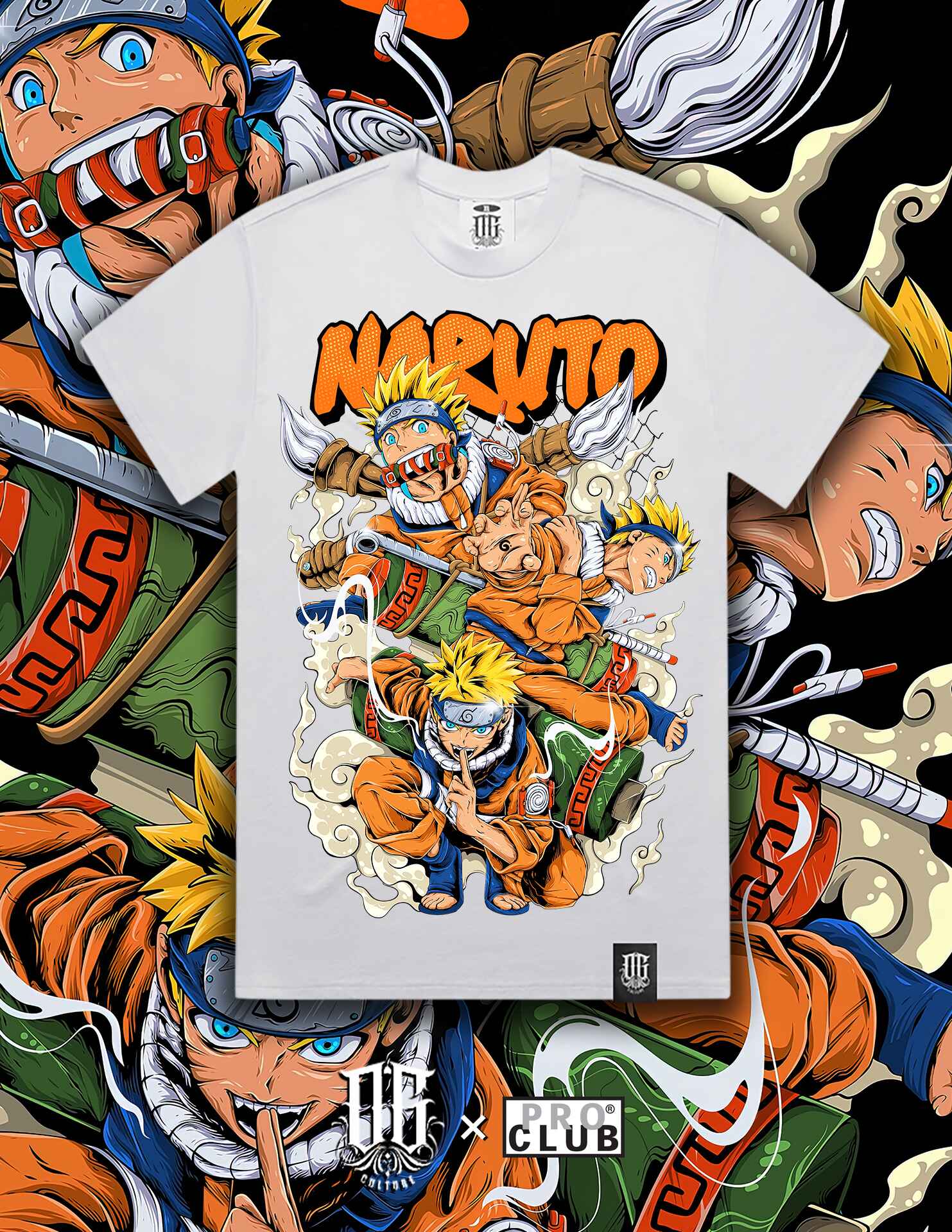 OG Culture X Pro Club Digital Printed Heavyweight Tee - Naruto