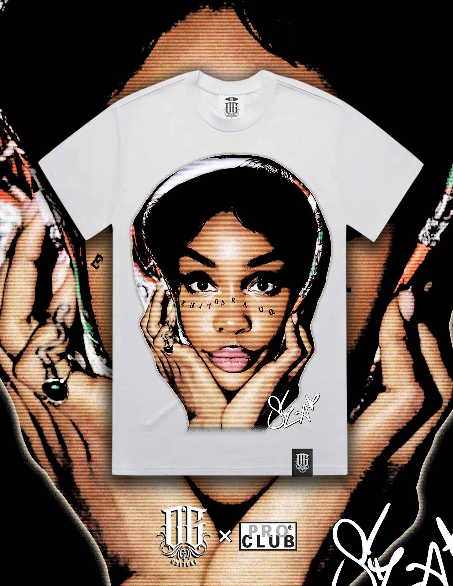 OG Culture X Pro Club Digital Printed Heavyweight Tee - SZA Portrait