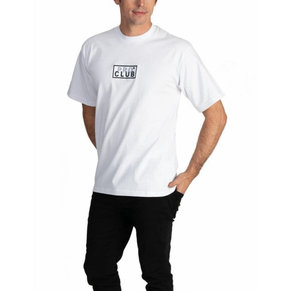 Pro Club Heavyweight Short Sleeve Embroidered Box Logo Tee - WHITE