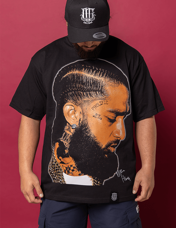 OG Culture X Pro Club Digital Printed Heavyweight Tee - Nipsey Hussle Portrait