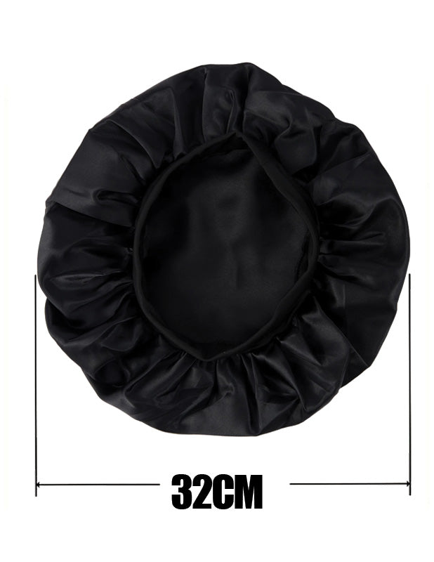 Rewahard Wide Edge Black Silky Satin Bonnet