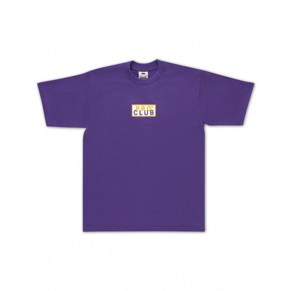 Pro Club Heavyweight Short Sleeve Embroidered Box Logo Tee - Purple/Gold