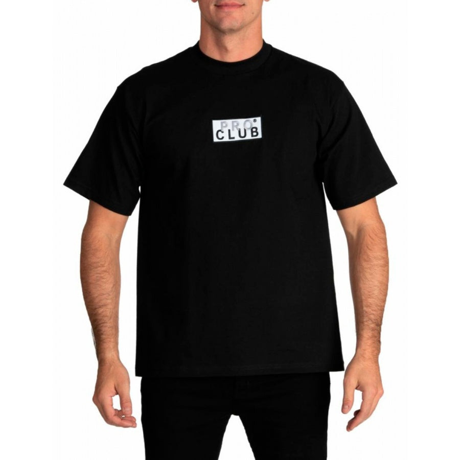 Pro Club Heavyweight Short Sleeve Embroidered Box Logo Tee - Black