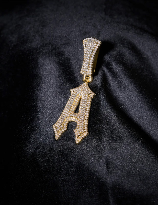 RWAHARD - Iced Letters Pendents A-Z GOLD