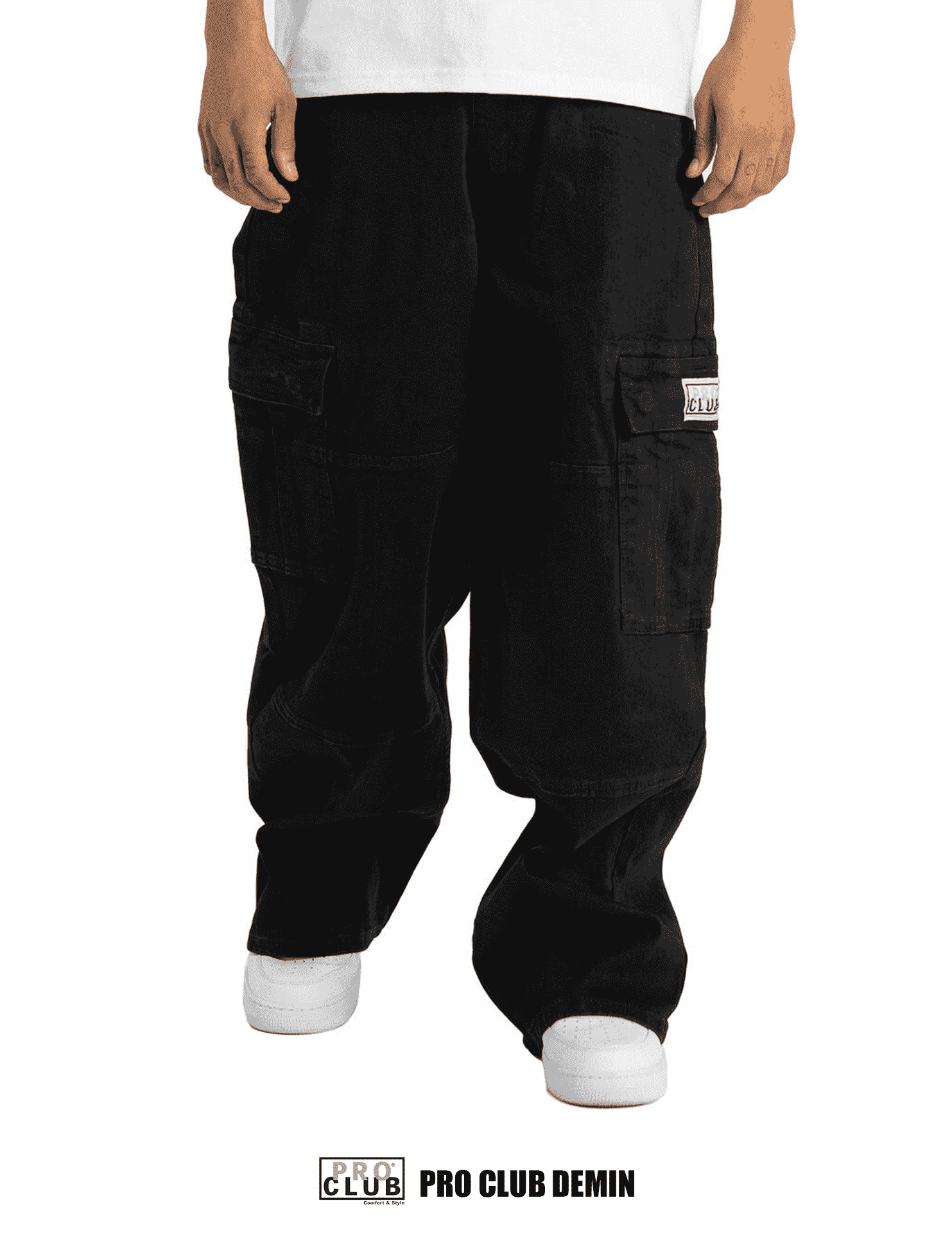 Pro Club Baggy Denim Cargo Black Rewahard Apparel