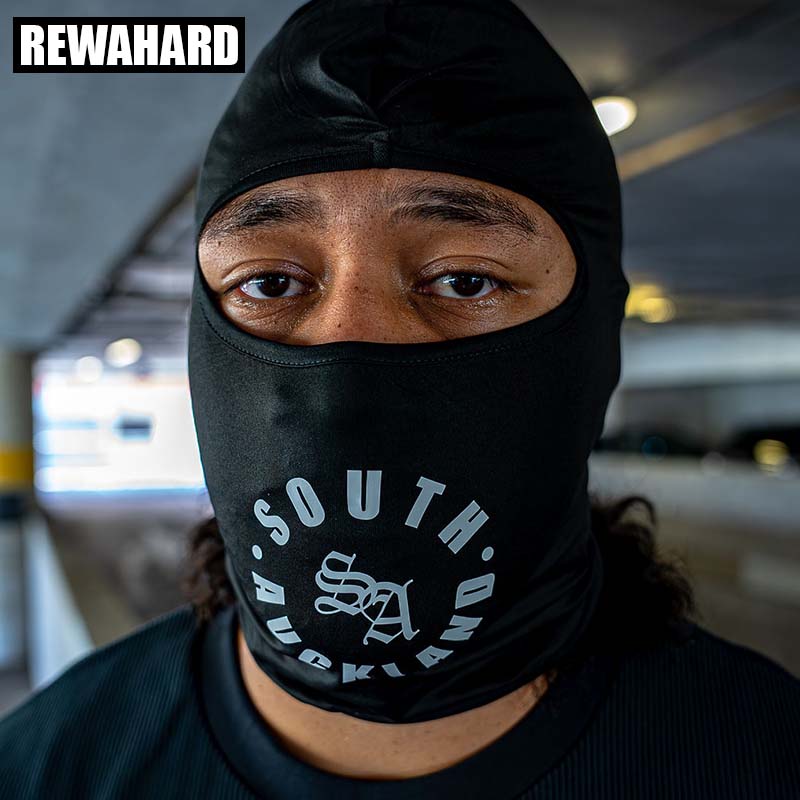 Rewahard Printed Full Head Gangster Balaclava Neck Gaiter - Black