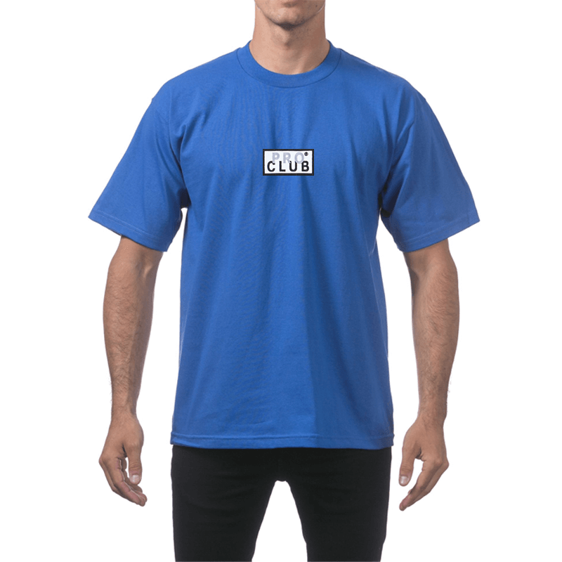 Pro Club Heavyweight Short Sleeve Embroidered Box Logo Tee - Royal