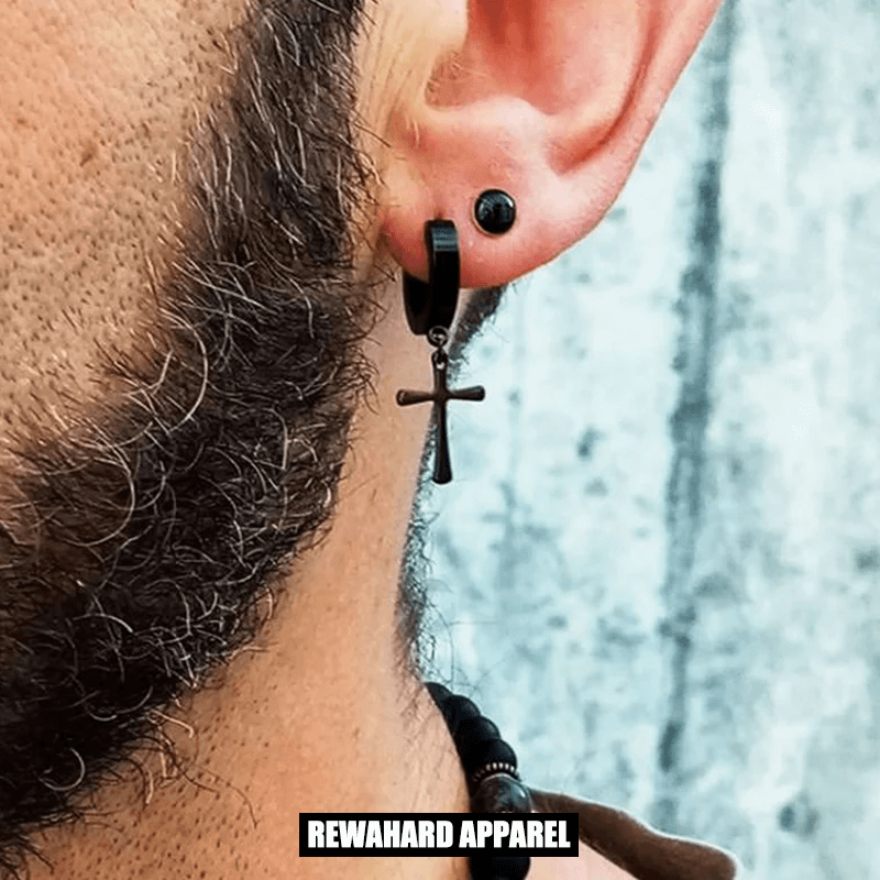Coated Metal Surgical Steel Thin Cross Earring