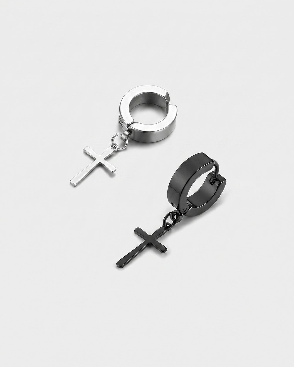 Coated Metal Surgical Steel Thin Cross Earring
