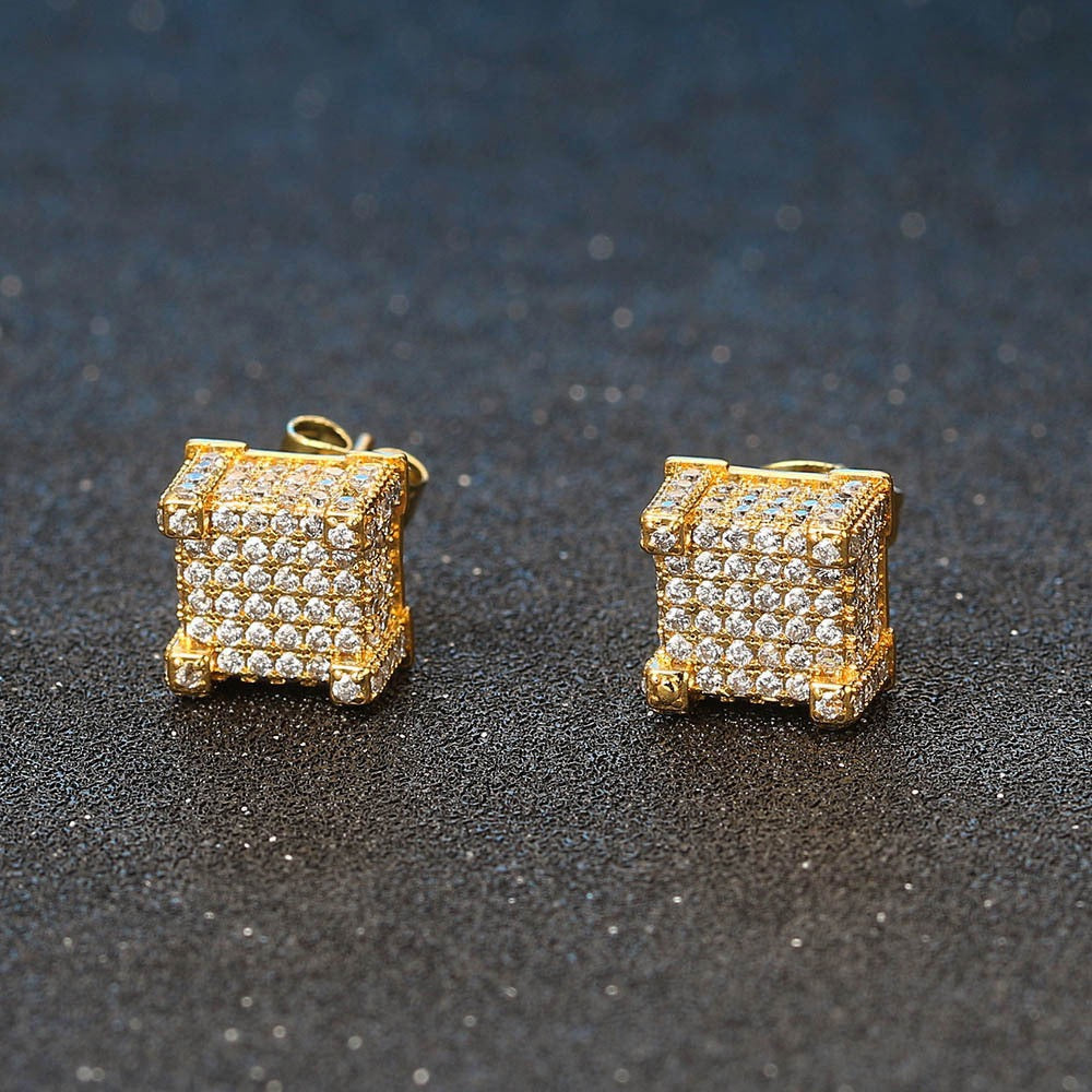 Cube Diamond Cluster Stud Earring