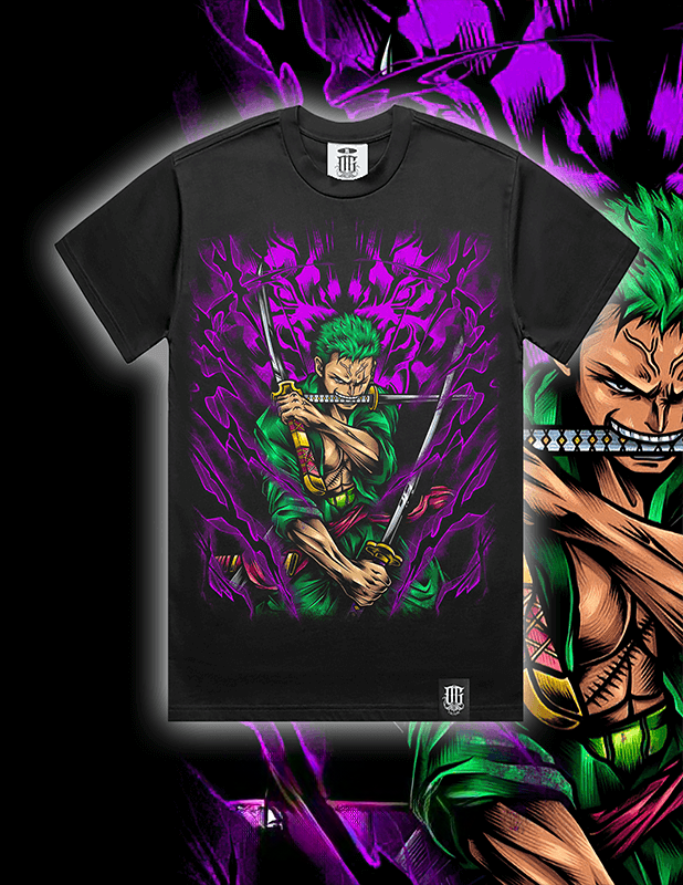 OG Culture X Pro Club Heavyweight Tee - One Piece Pirate Hunter Roronoa Zoro