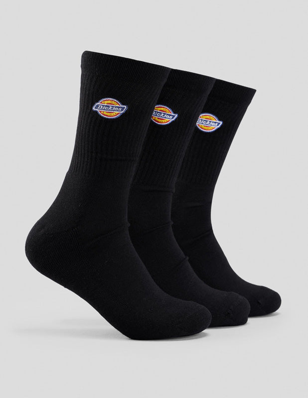 Dickies Valley Grove Socks 3 Pack- Black (Size 6-12)