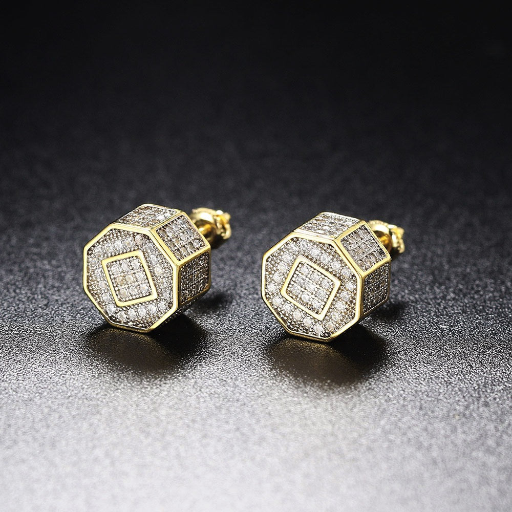 Polygon Diamond Cluster Stud Earring