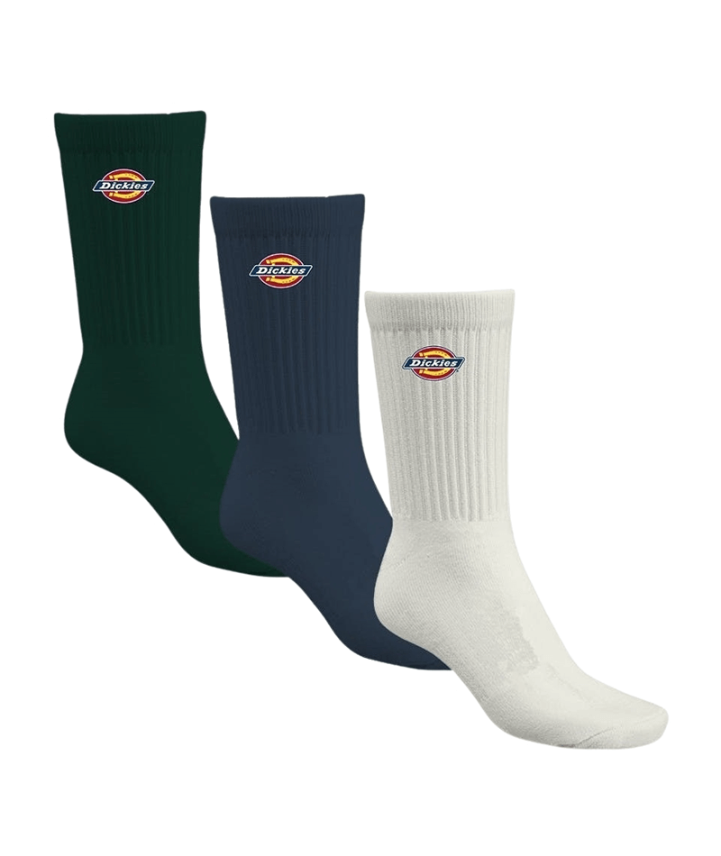 Dickies 3 Pack Socks Navy/White/Green - Size 6-12