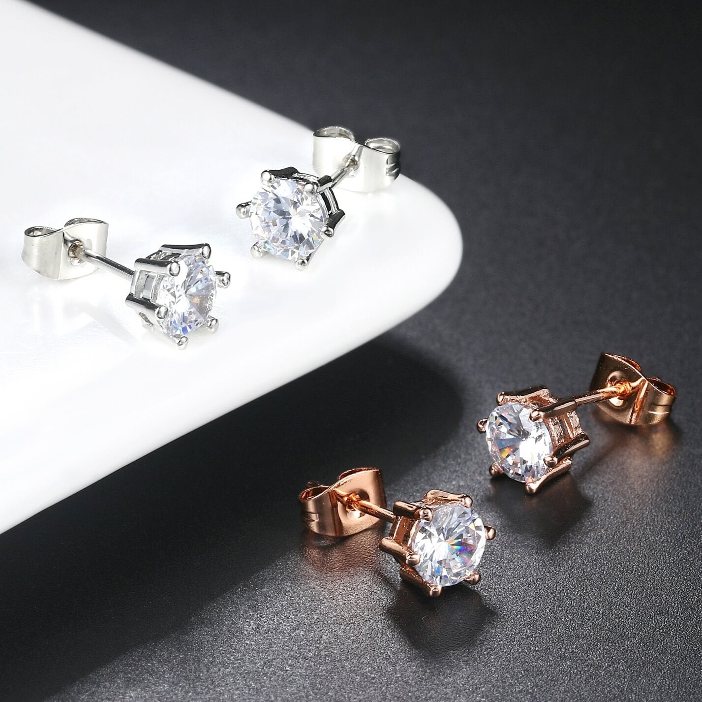 3mm Diamond Cluster Stud Earring