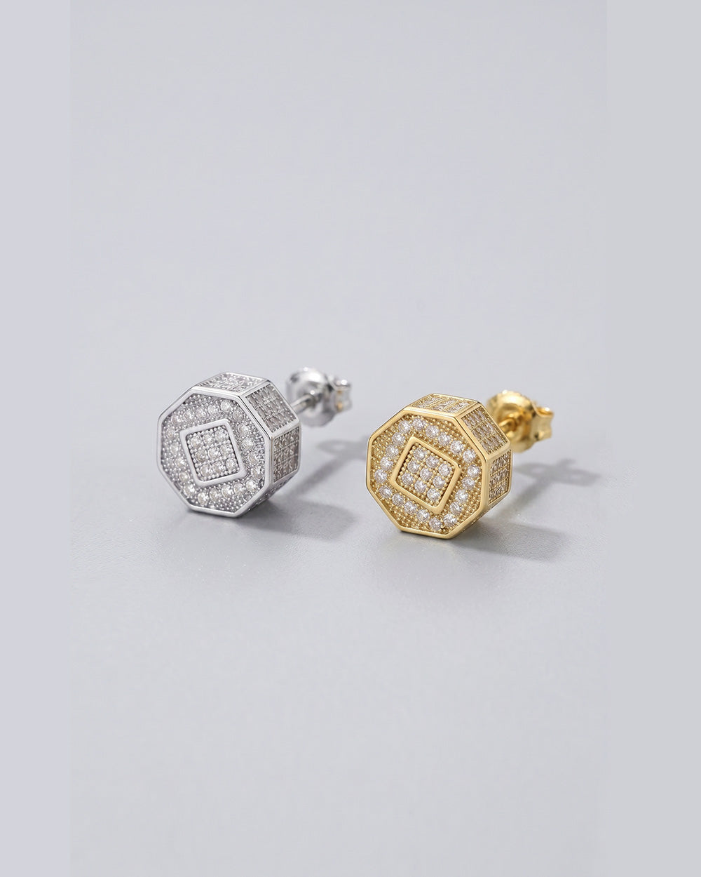 Polygon Diamond Cluster Stud Earring