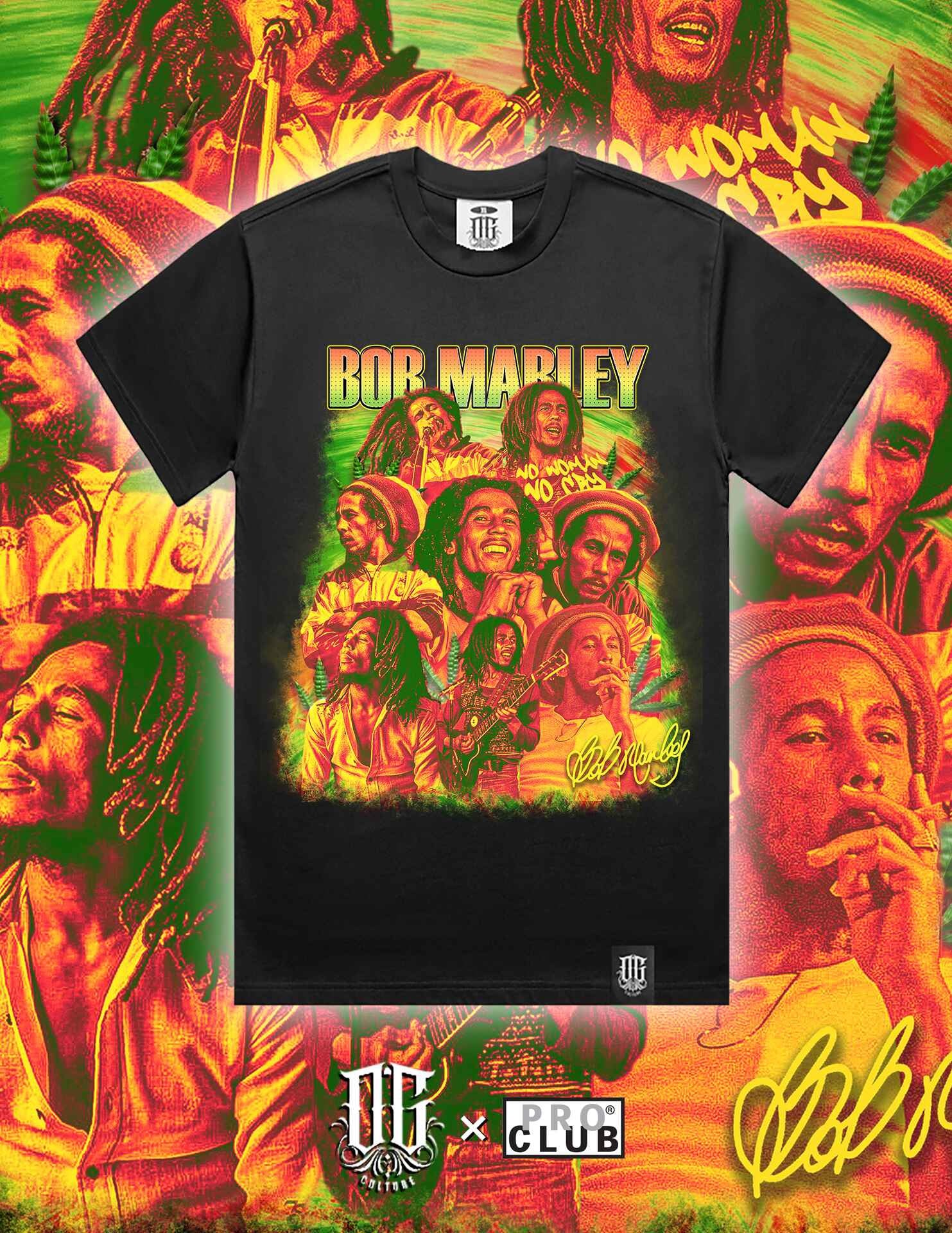 OG Culture X Pro Club Digital Printed Heavyweight Tee - Bob Marley Pantone