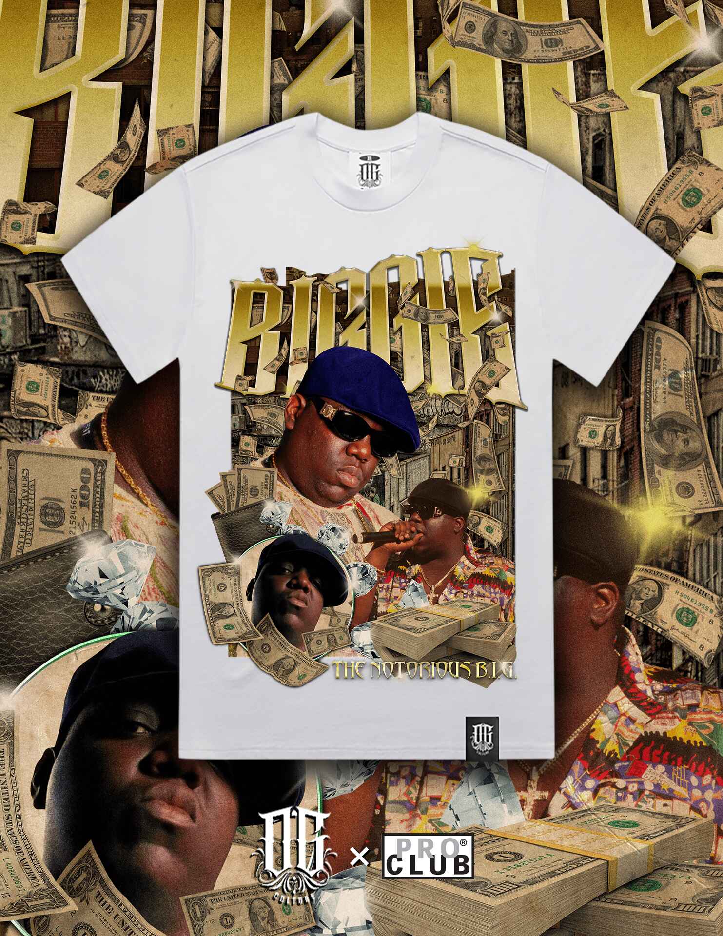 OG Culture X Pro Club Digital Printed Heavyweight Tee - Biggie $$$