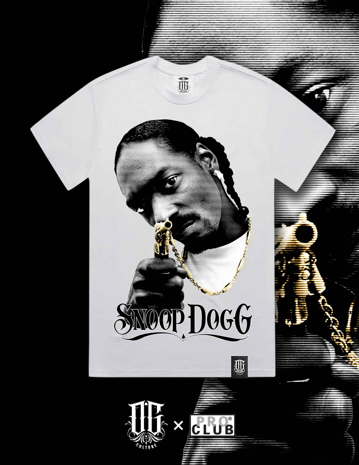 OG Culture X Pro Club Digital Printed Heavyweight Tee - Snoop Dogg Portrait