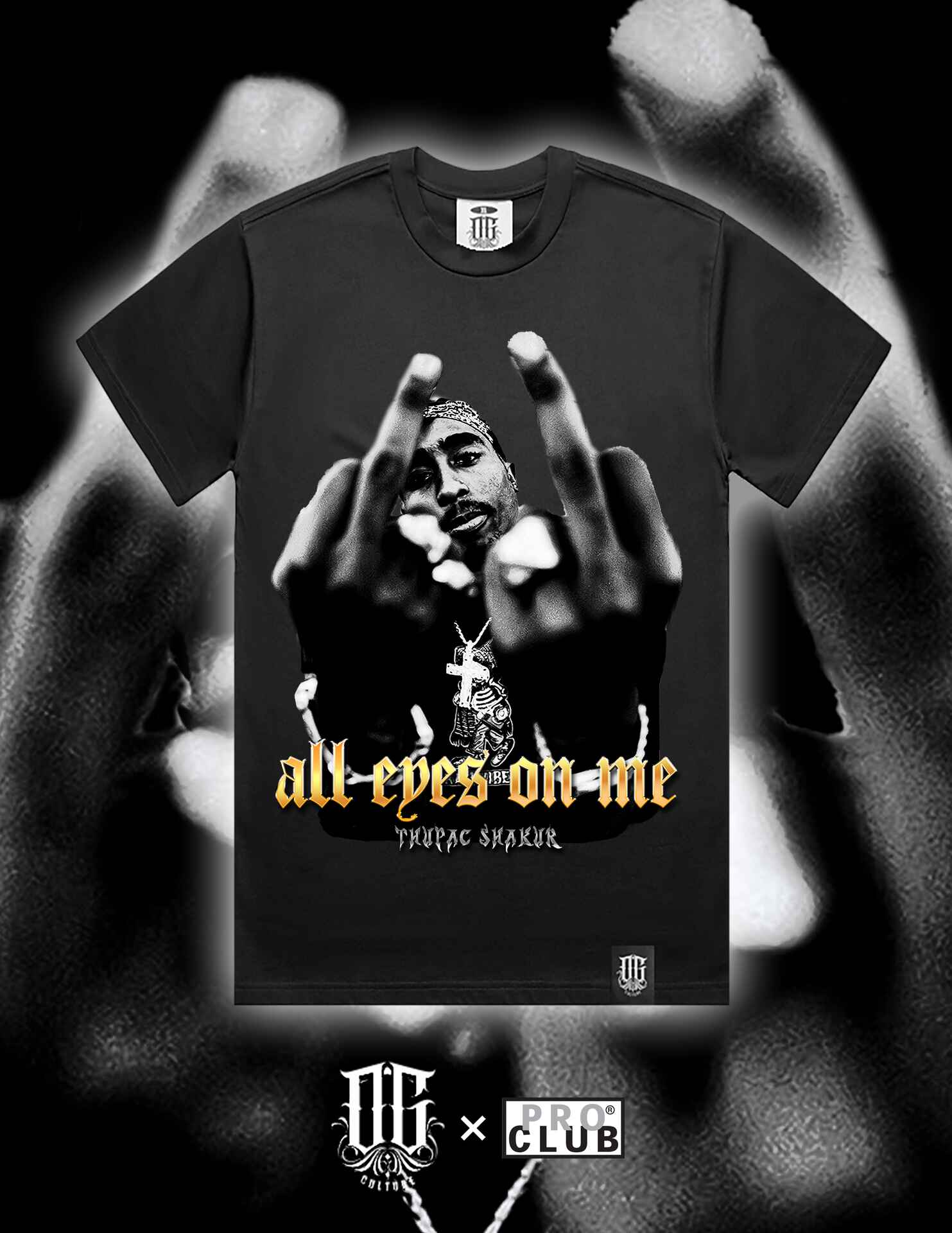 OG Culture X Pro Club Heavyweight Tee - Tupac Middle Finger