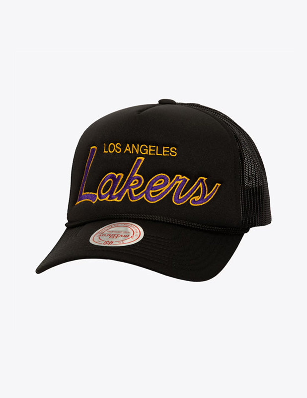 MITCHELL & NESS Snapback Classic Script Trucker Lakers - Black