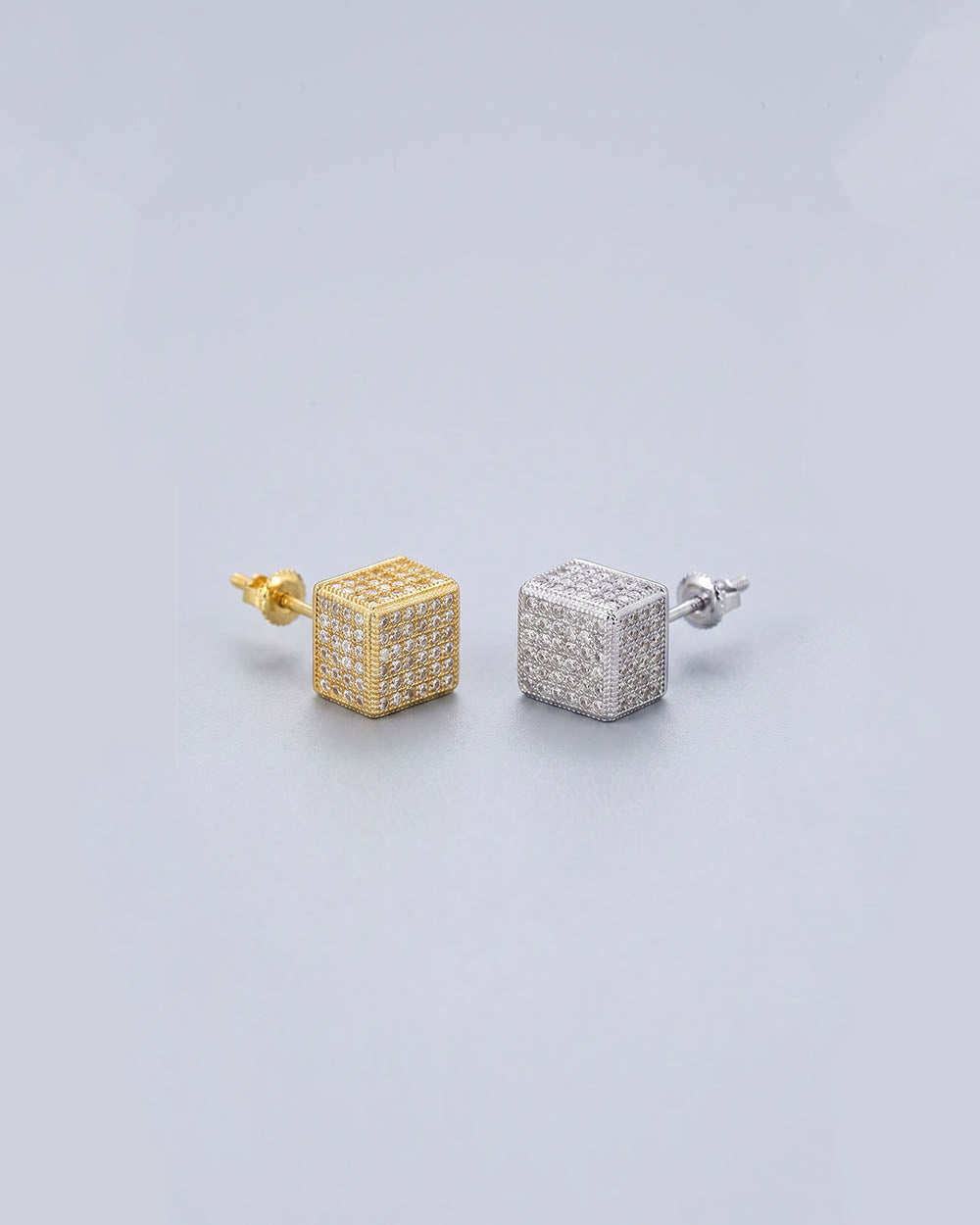 Full Square Diamond Cluster Stud Earring