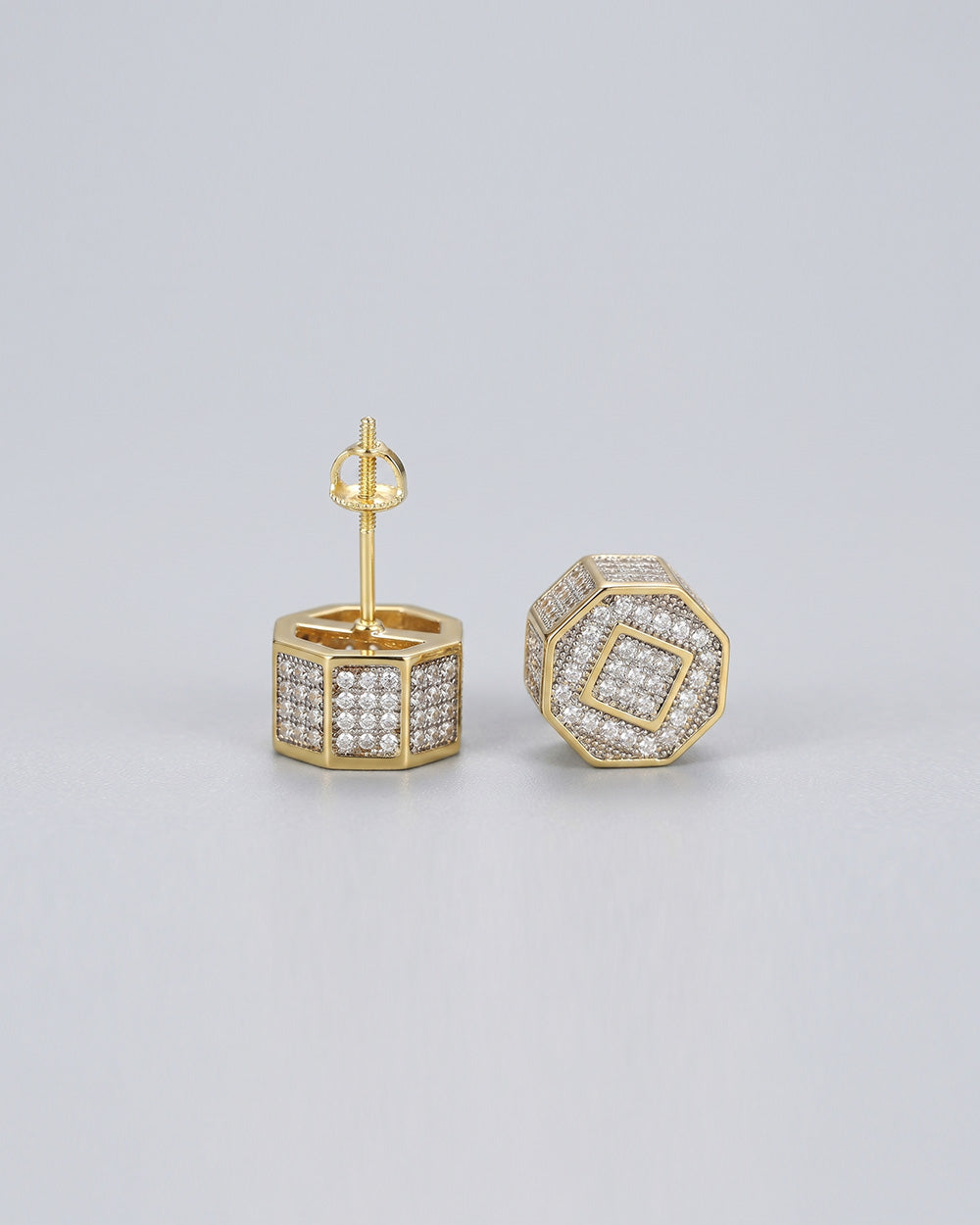 Polygon Diamond Cluster Stud Earring