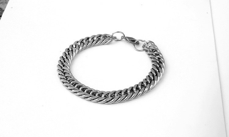 Sliver Metal Flate Chain Bracelet 10MM Width