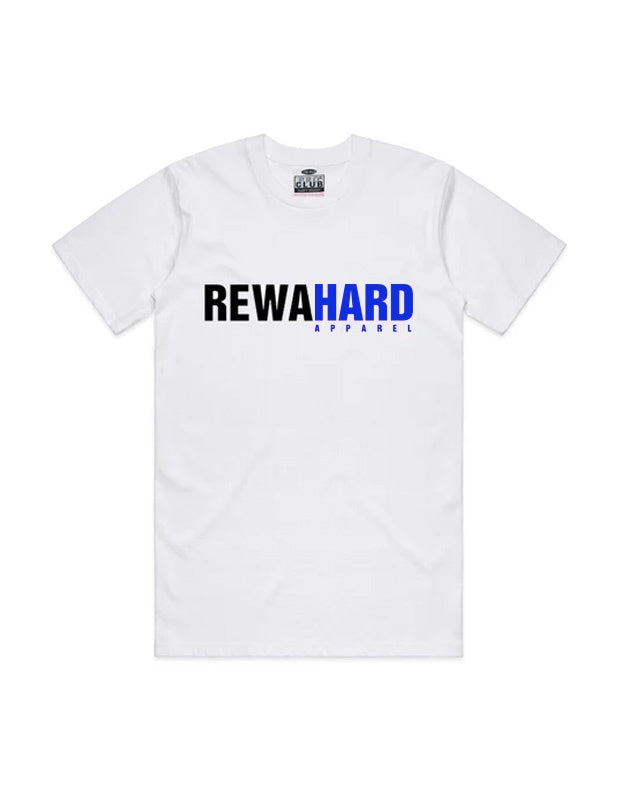 Pro Club Men's Heavyweight REWAHARD Royal logo Tee - WHITE