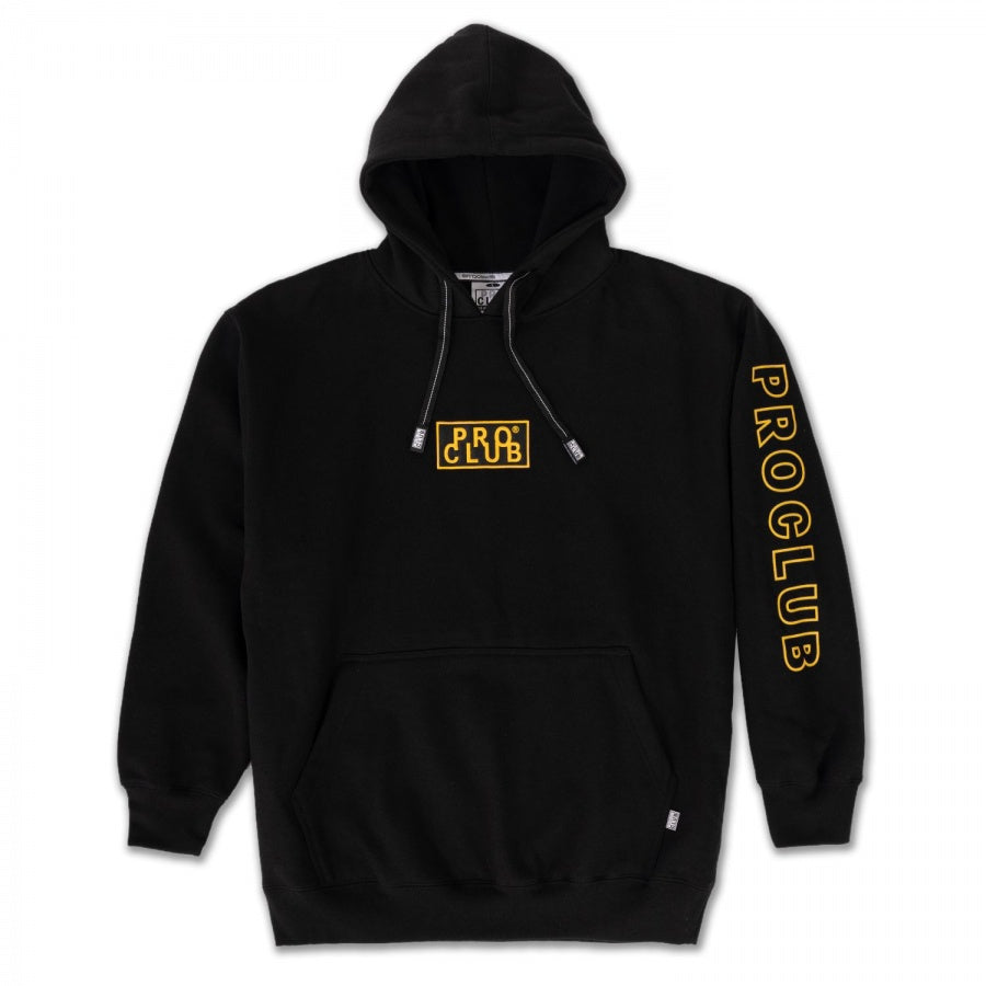 Pro Club Heavyweight Pullover BOX LOGO Hoodie (13oz) - BLACK/GOLD