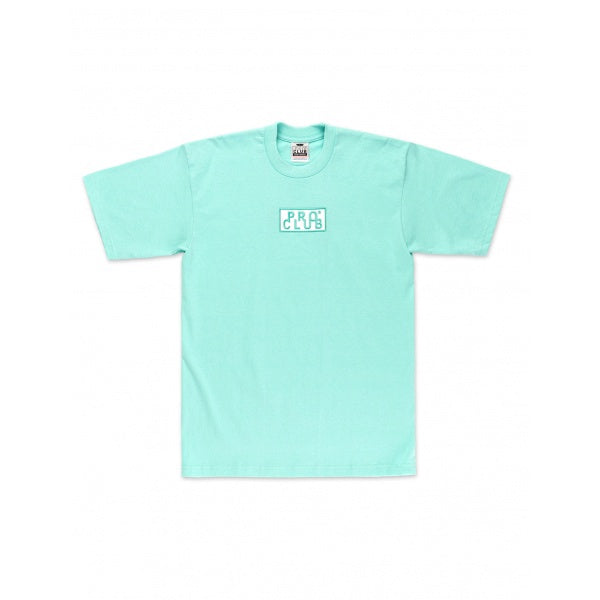 Pro Club Heavyweight Short Sleeve Embroidered Box Logo Tee - Sea Foam Green