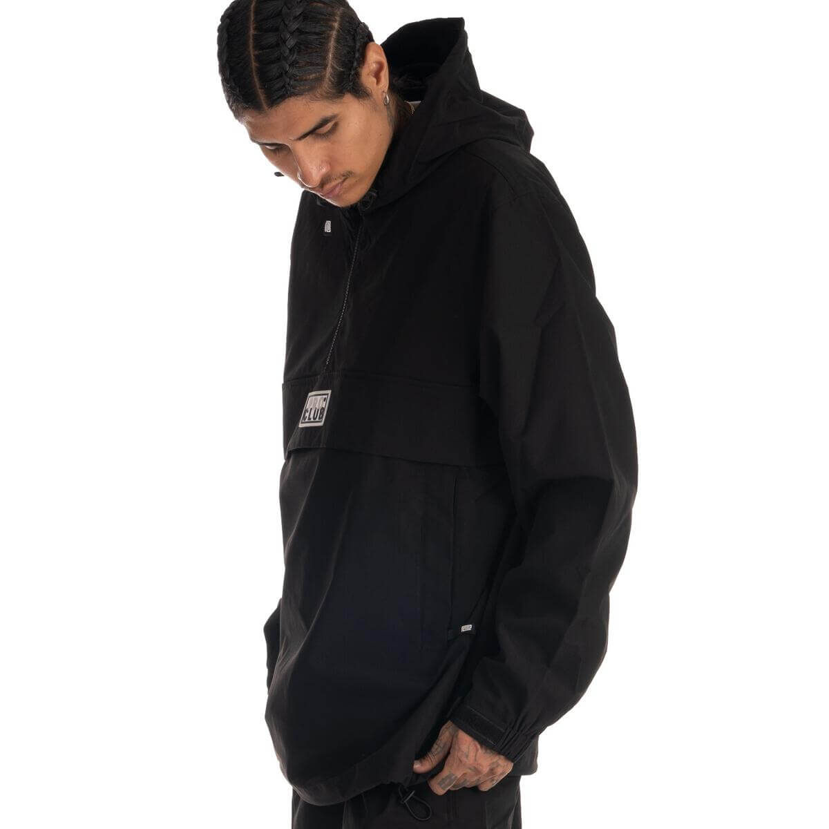 Pro Club - Men's Nylon Anorak Pullover Jacket - Black