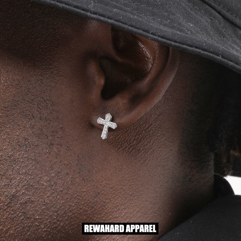 Diamond Cross Stud Earring