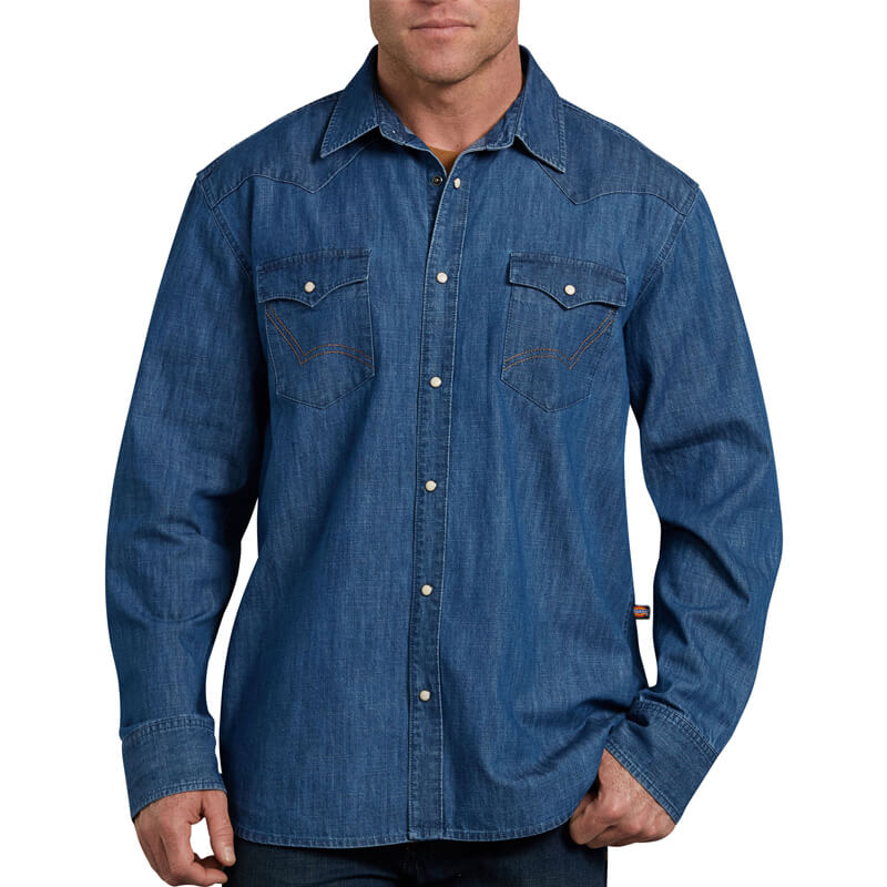 DICKIES – Relaxed Fit Denim Shirt - Light Blue