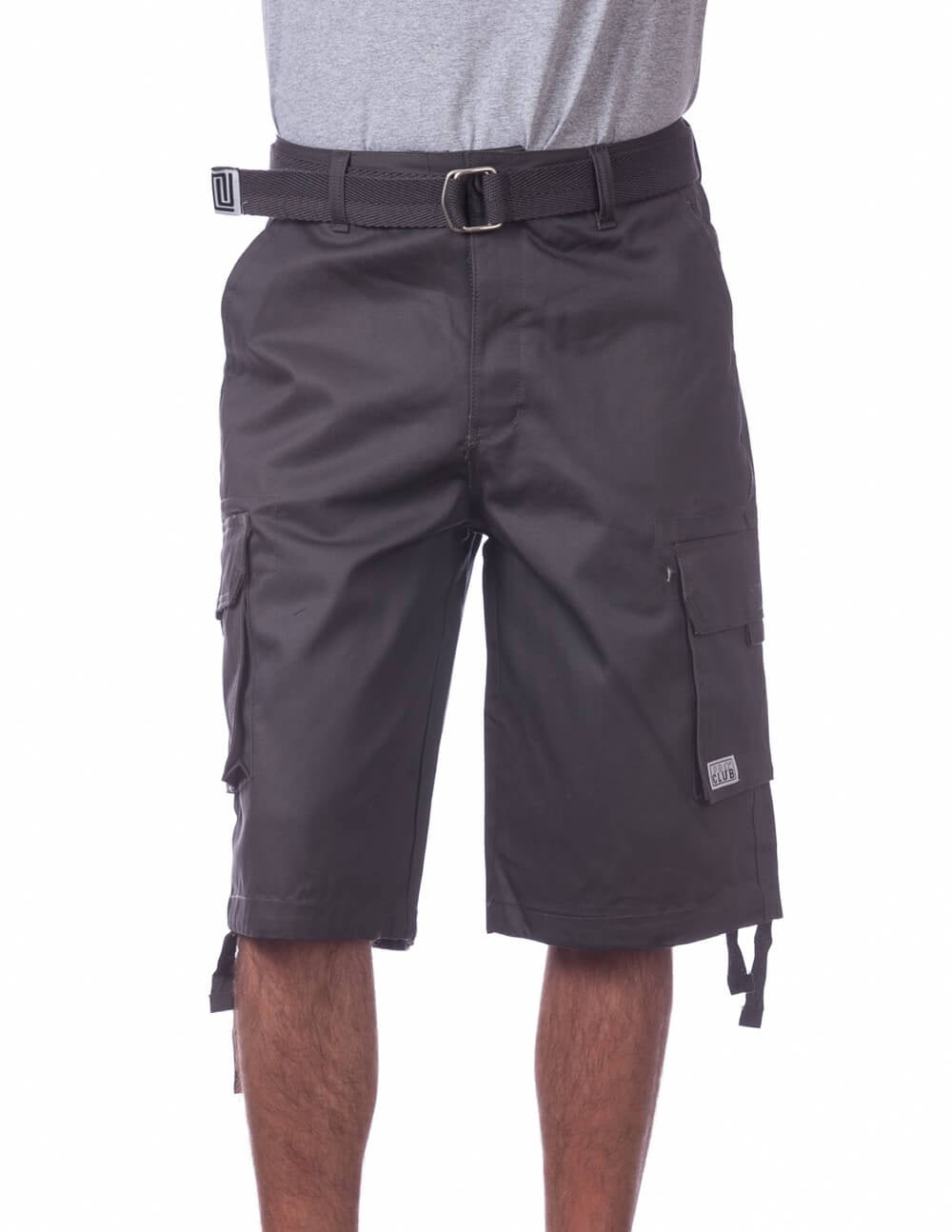Pro Club Twill Cargo Shorts with Belt - CHARCOAL