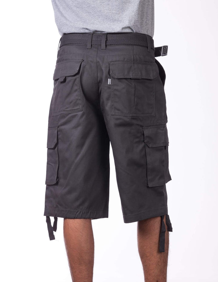 Pro Club - Twill Cargo Shorts with Belt - Charcoal