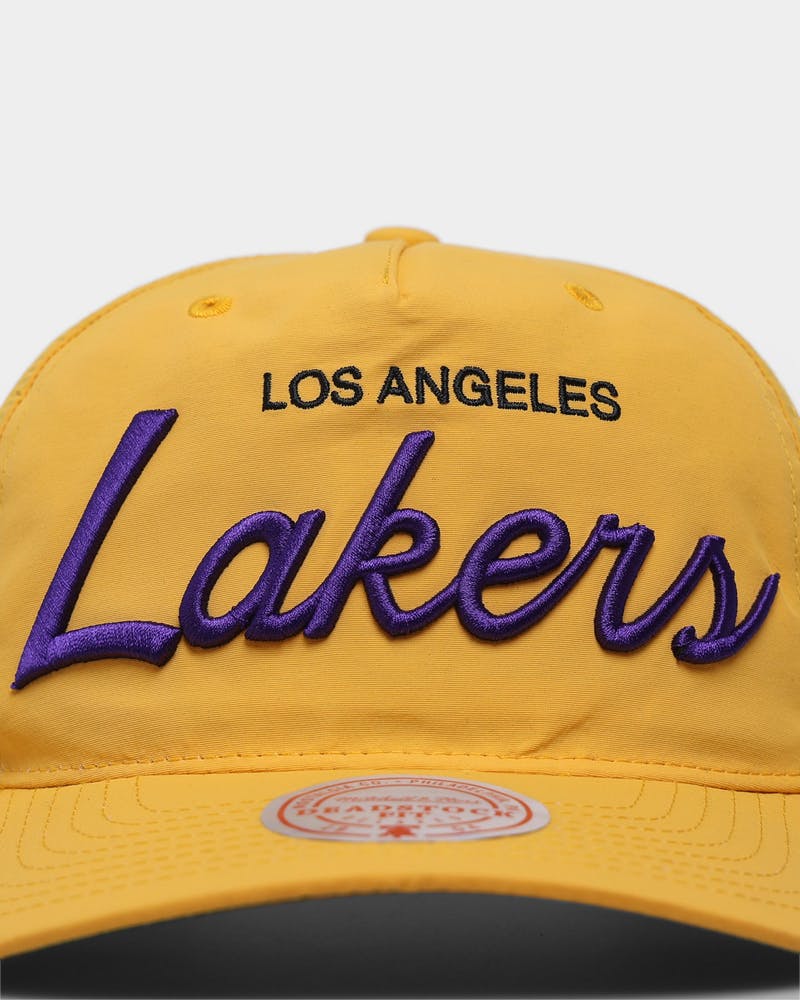 Los Angeles Lakers Mitchell & Ness Burst Deadstock Hardwood Classics Snapback  Hat - Dynasty Sports & Framing